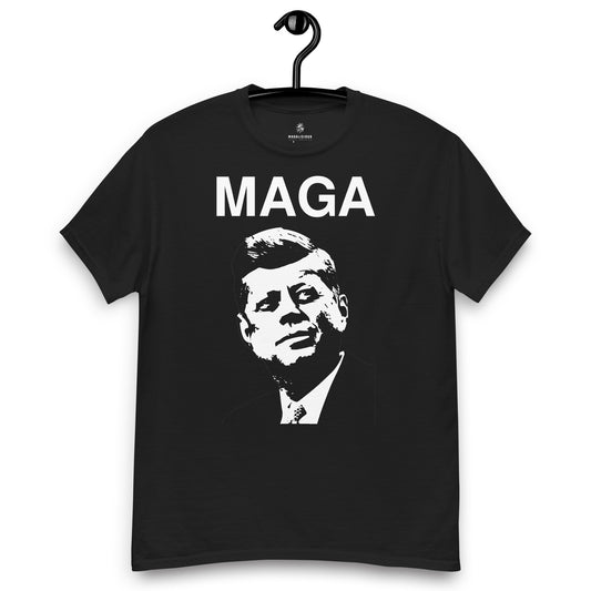 JFK MAGA - White on Black Tee