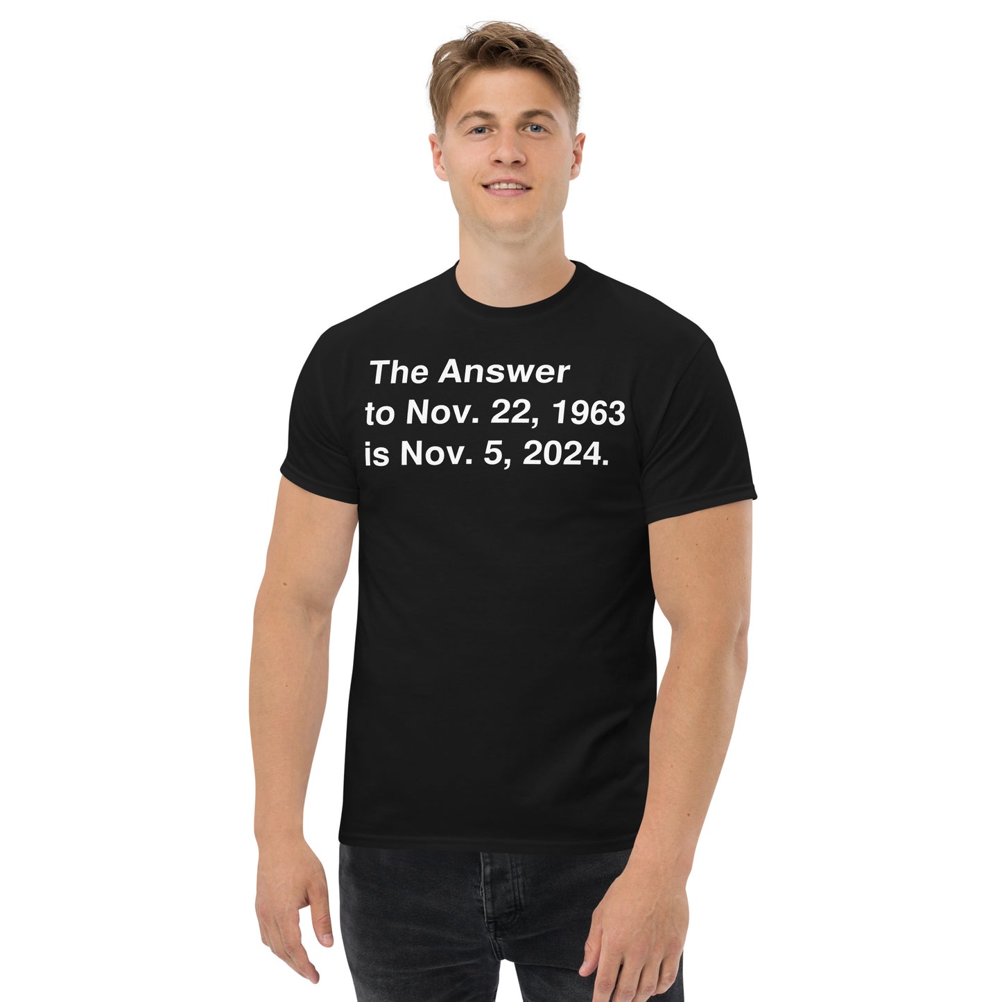 The Answer Tee - White on Black/Red