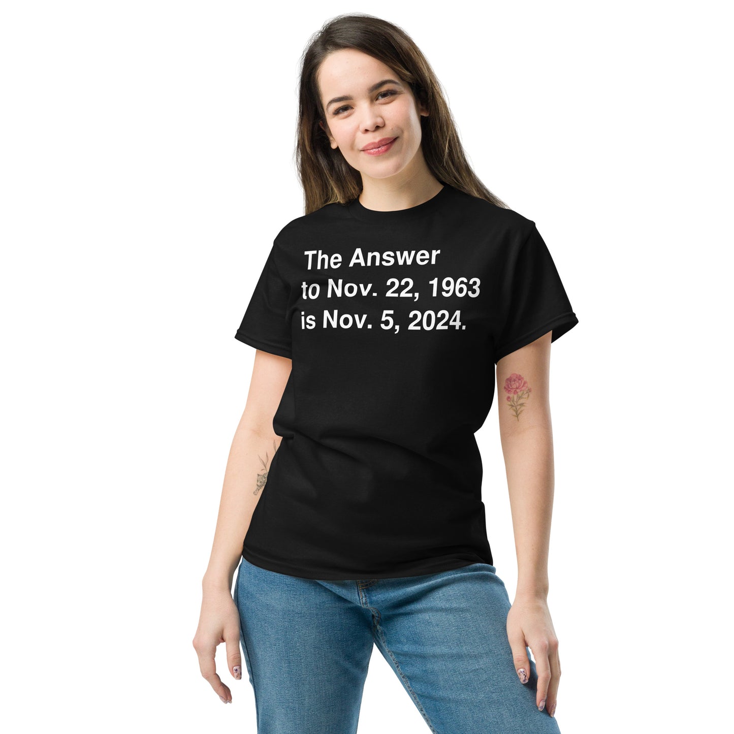 The Answer Tee - White on Black/Red